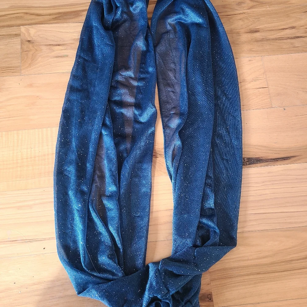 CLEARANCE 3/$15 Navy Blue Infinity Scarf with Silver Sparkles